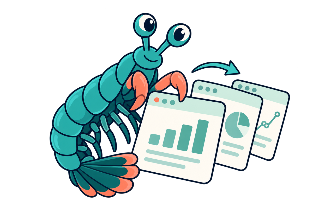 The mascot switching between websites